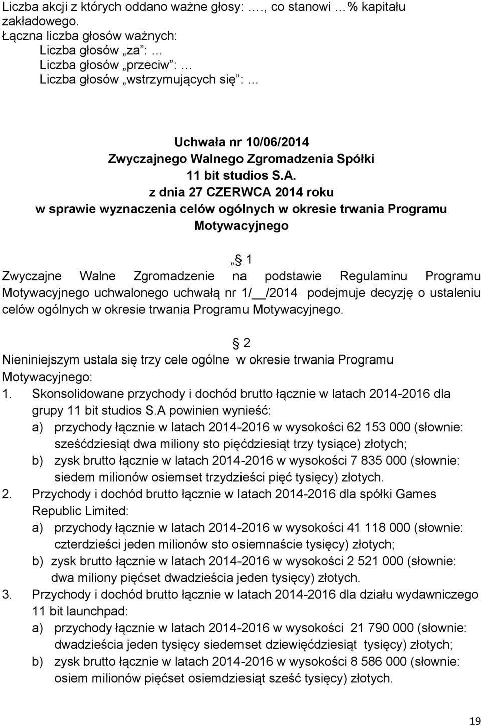 Skonsolidowane przychody i dochód brutto łącznie w latach 2014-2016 dla grupy 11 bit studios S.