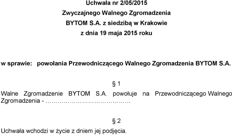 Walne Zgromadzenie BYTOM S.A.