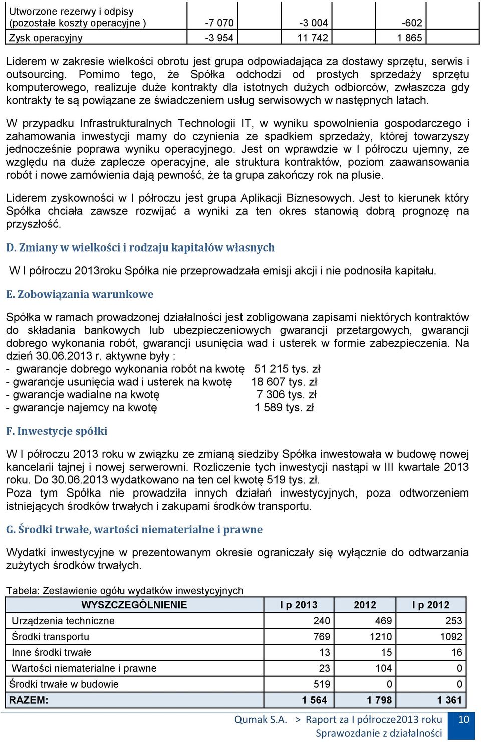 Pomimo tego, że Spółka odchodzi od prostych sprzedaży sprzętu komputerowego, realizuje duże kontrakty dla istotnych dużych odbiorców, zwłaszcza gdy kontrakty te są powiązane ze świadczeniem usług