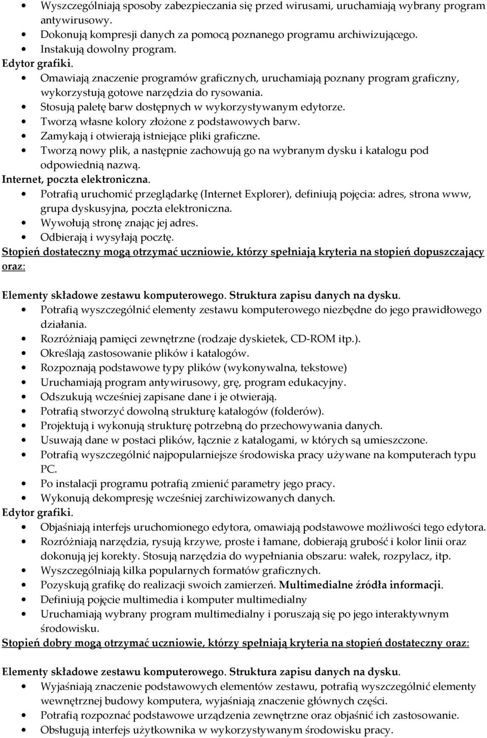 Tworzą własne kolory złożone z podstawowych barw. Zamykają i otwierają istniejące pliki graficzne. Tworzą nowy plik, a następnie zachowują go na wybranym dysku i katalogu pod odpowiednią nazwą.