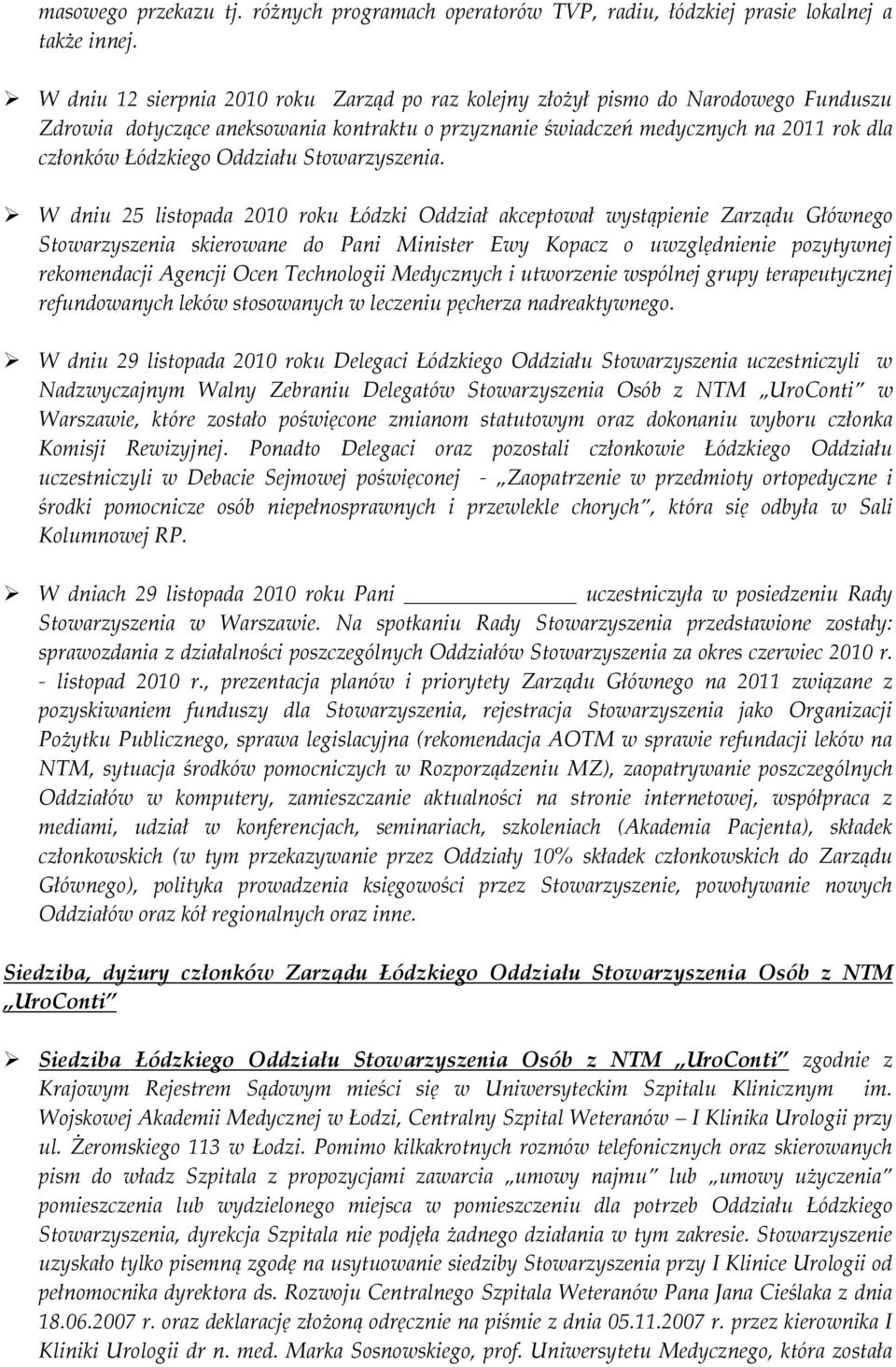 Oddziału Stowarzyszenia.