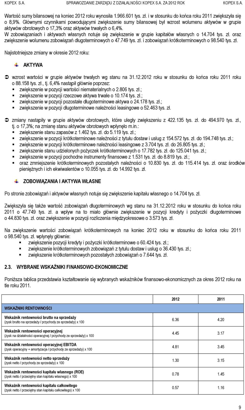 W zobowiązaniach i aktywach własnych notuje się zwiększenie w grupie kapitałów własnych o 14.704 tys. zł. oraz zwiększenie wolumenu zobowiązań długoterminowych o 47.749 tys. zł. i zobowiązań krótkoterminowych o 98.