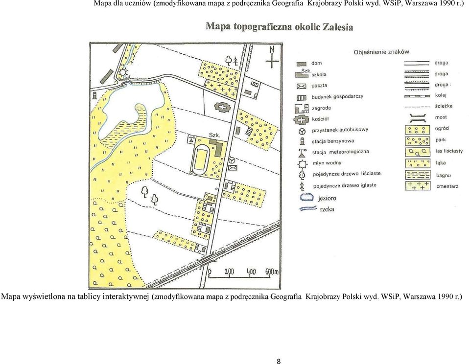 ) Mapa wyświetlona na tablicy interaktywnej (zmodyfikowana