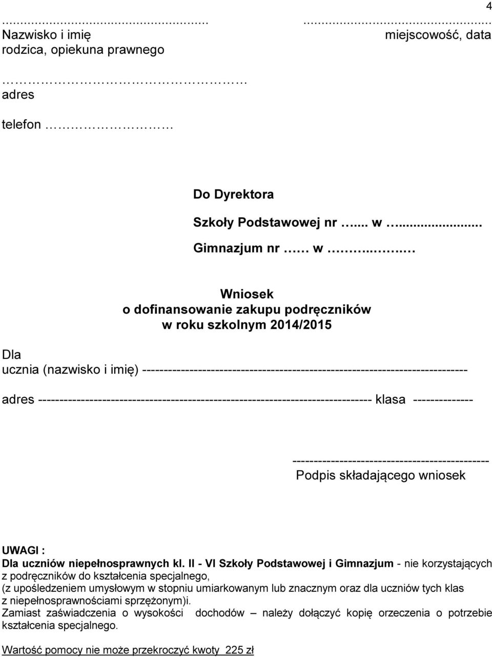 uczniów niepełnosprawnych kl.