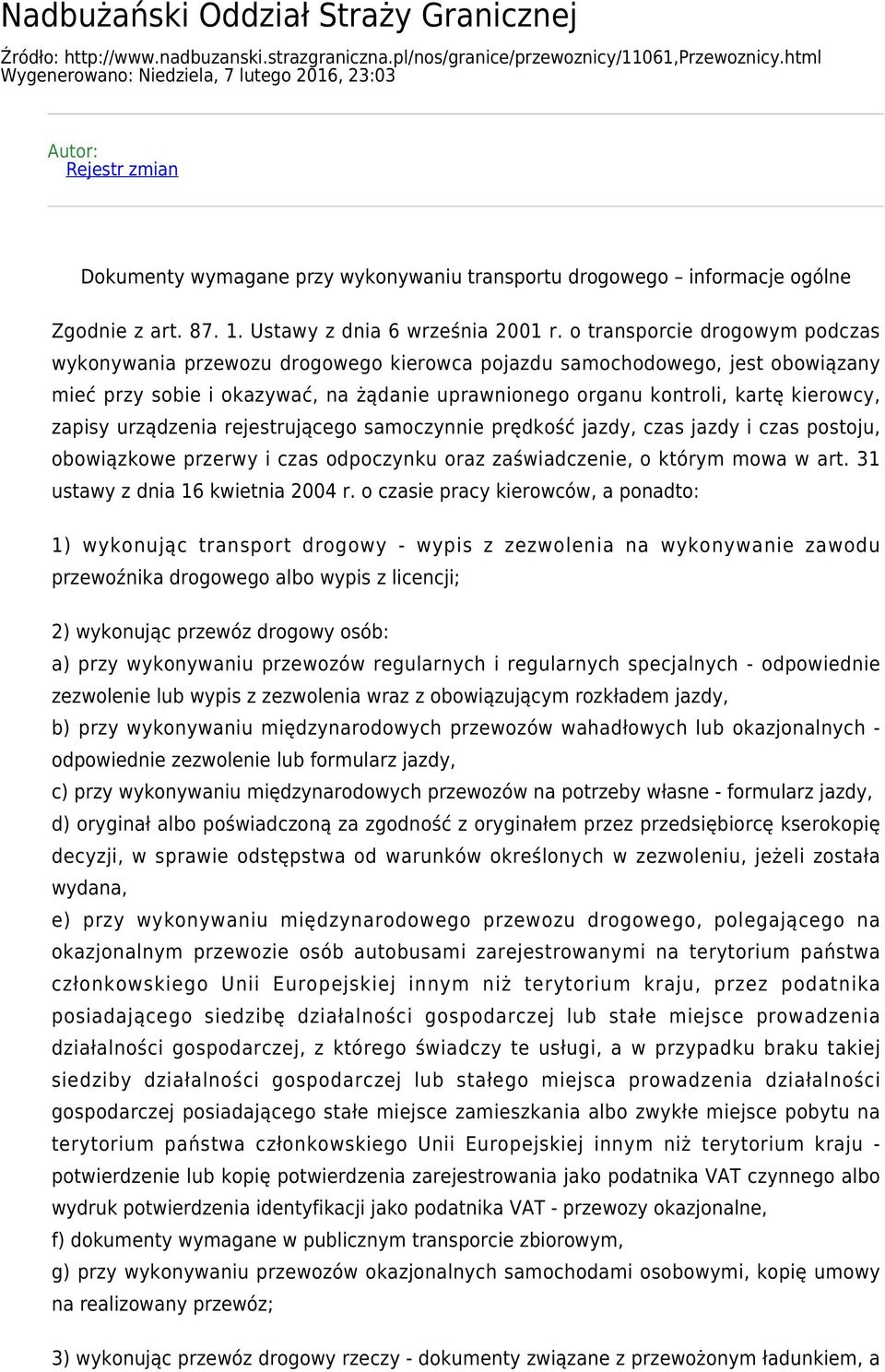 Ustawy z dnia 6 września 2001 r.