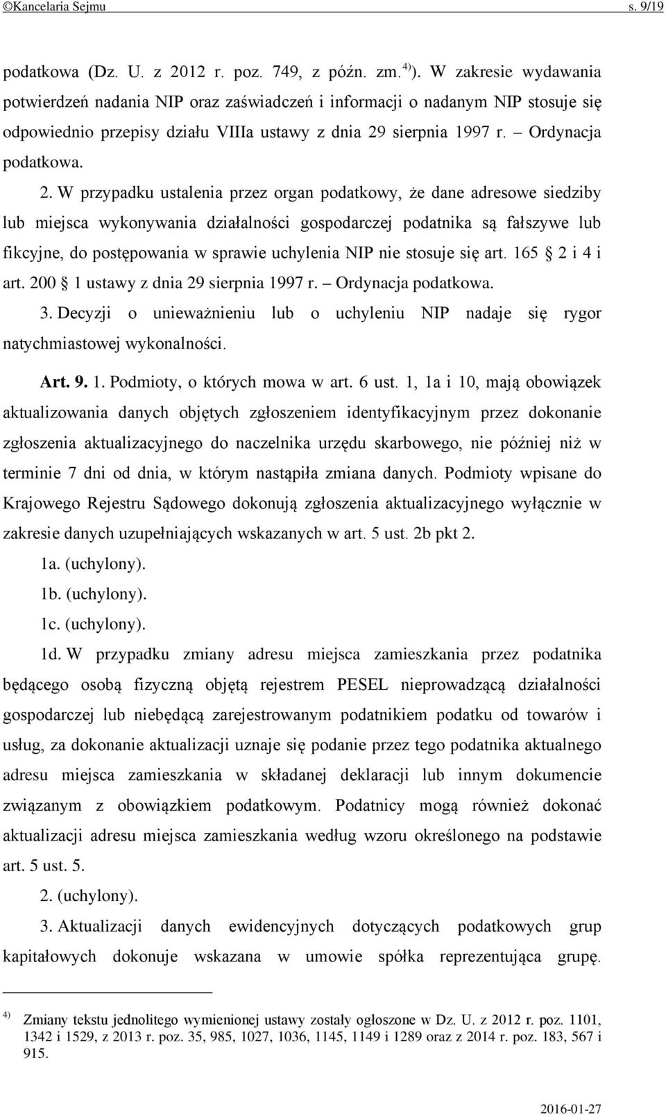 sierpnia 1997 r. Ordynacja podatkowa. 2.