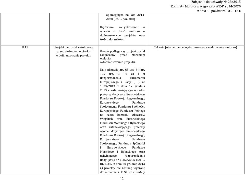 e) i f) Rozporządzenia Parlamentu Europejskiego i Rady (UE) nr 1303/2013 z dnia 17 grudnia 2013 r.