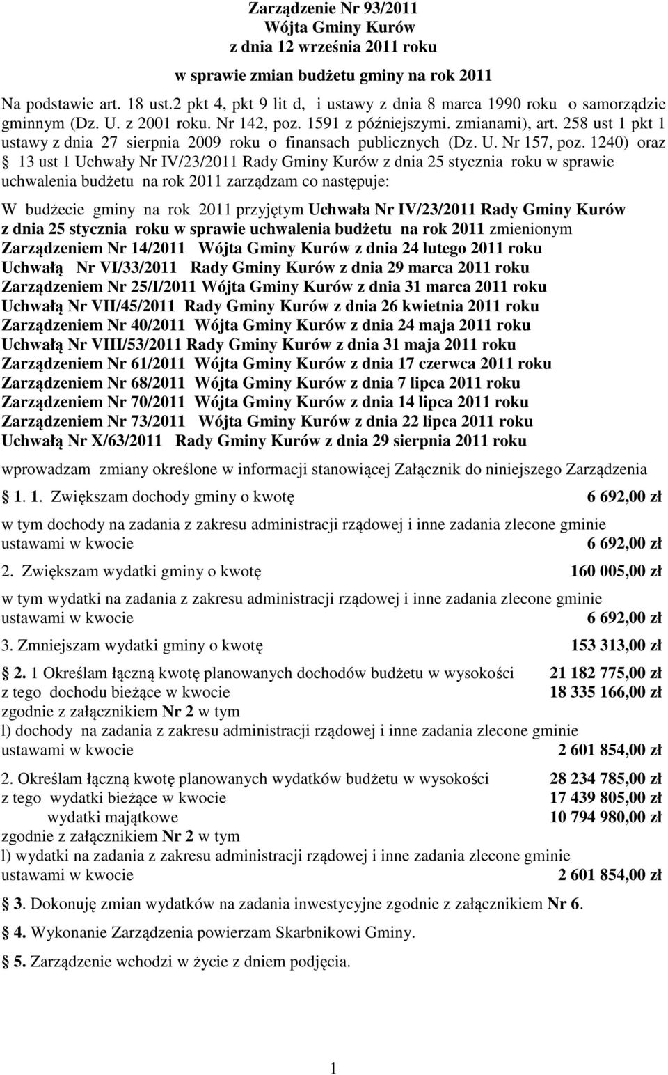258 ust 1 pkt 1 ustawy z dnia 27 sierpnia 2009 roku o finansach publicznych (Dz. U. Nr 157, poz.