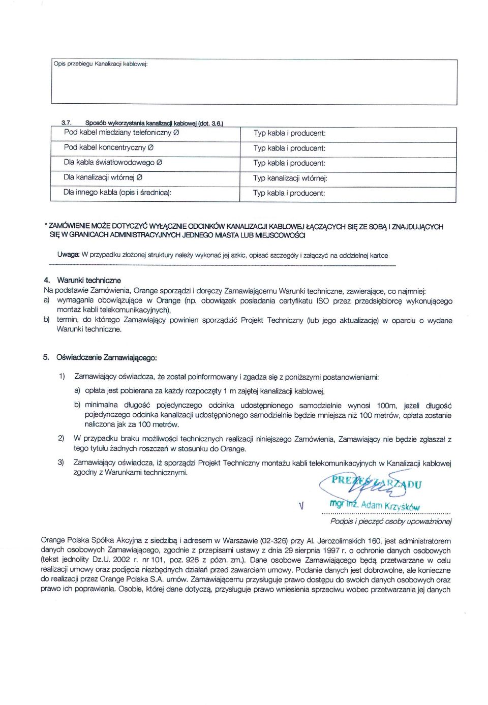 KABLOWEJ qczą(,ych SIE; ZE SOBA) IZNAJDUJĄCYCH SIE; W GRANICA(,H ADMINISTRACYJNYCH JEDNEGO MIASTA LUB viuscowości uwaga W przypadku zk»żonej strukłury naeży wykonać je% szkic, opisać szczegóy i