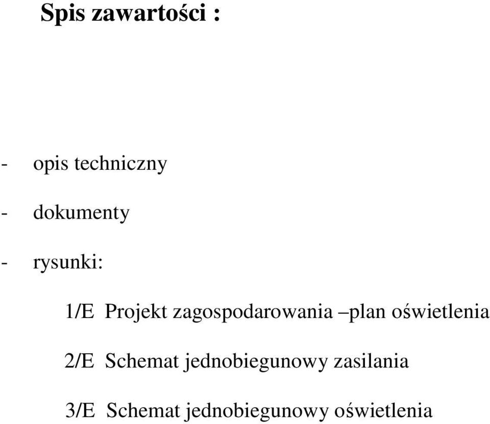 zagospodarowania plan oświetlenia 2/E