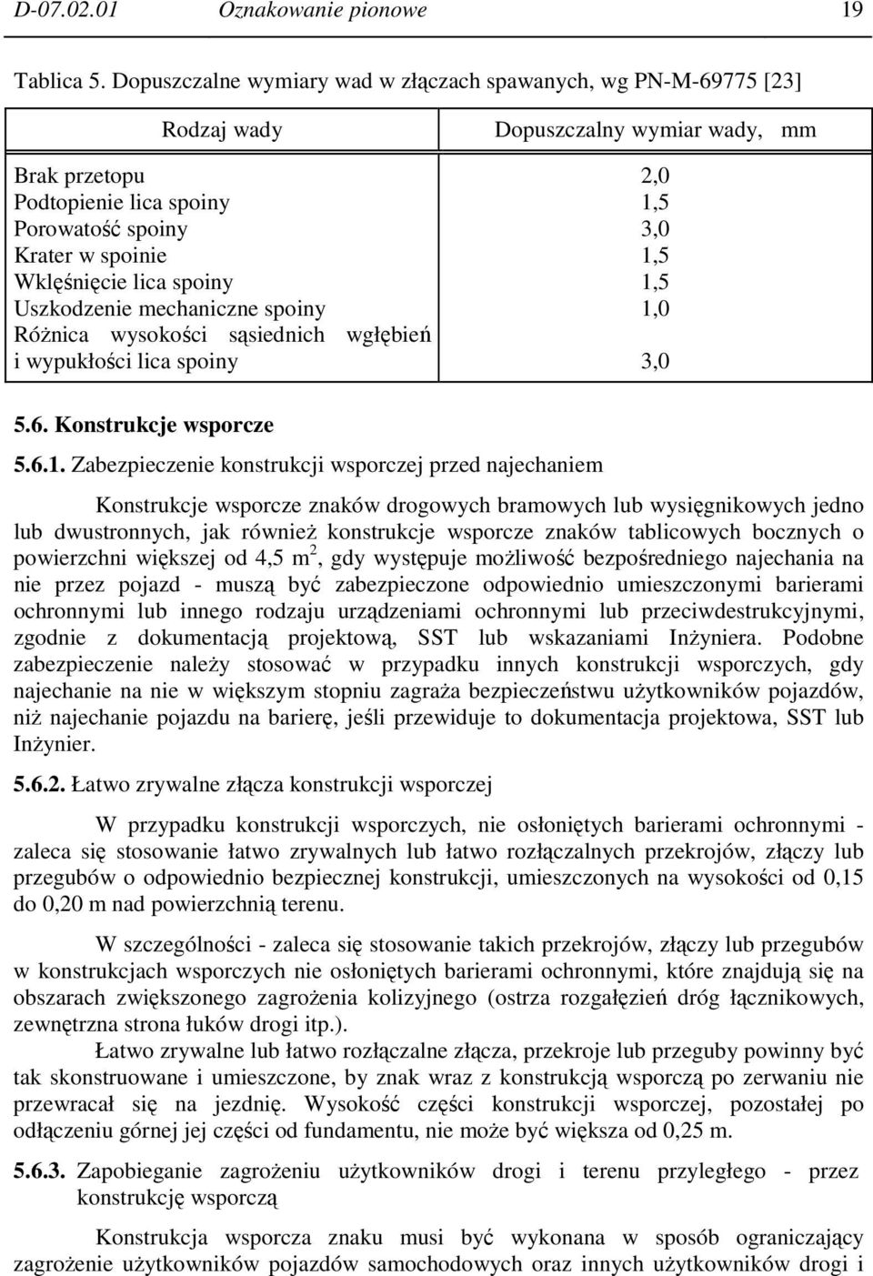 spoiny Różnica wysokości sąsiednich wgłębień i wypukłości lica spoiny Dopuszczalny wymiar wady, mm 2,0 1,