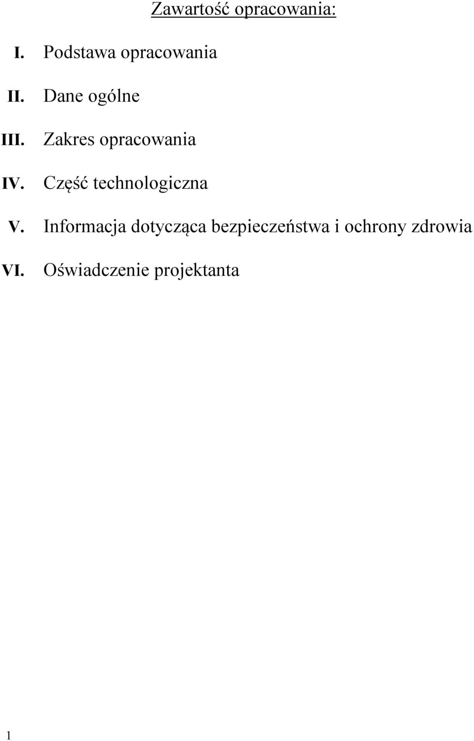 Dane ogólne Zakres opracowania Część