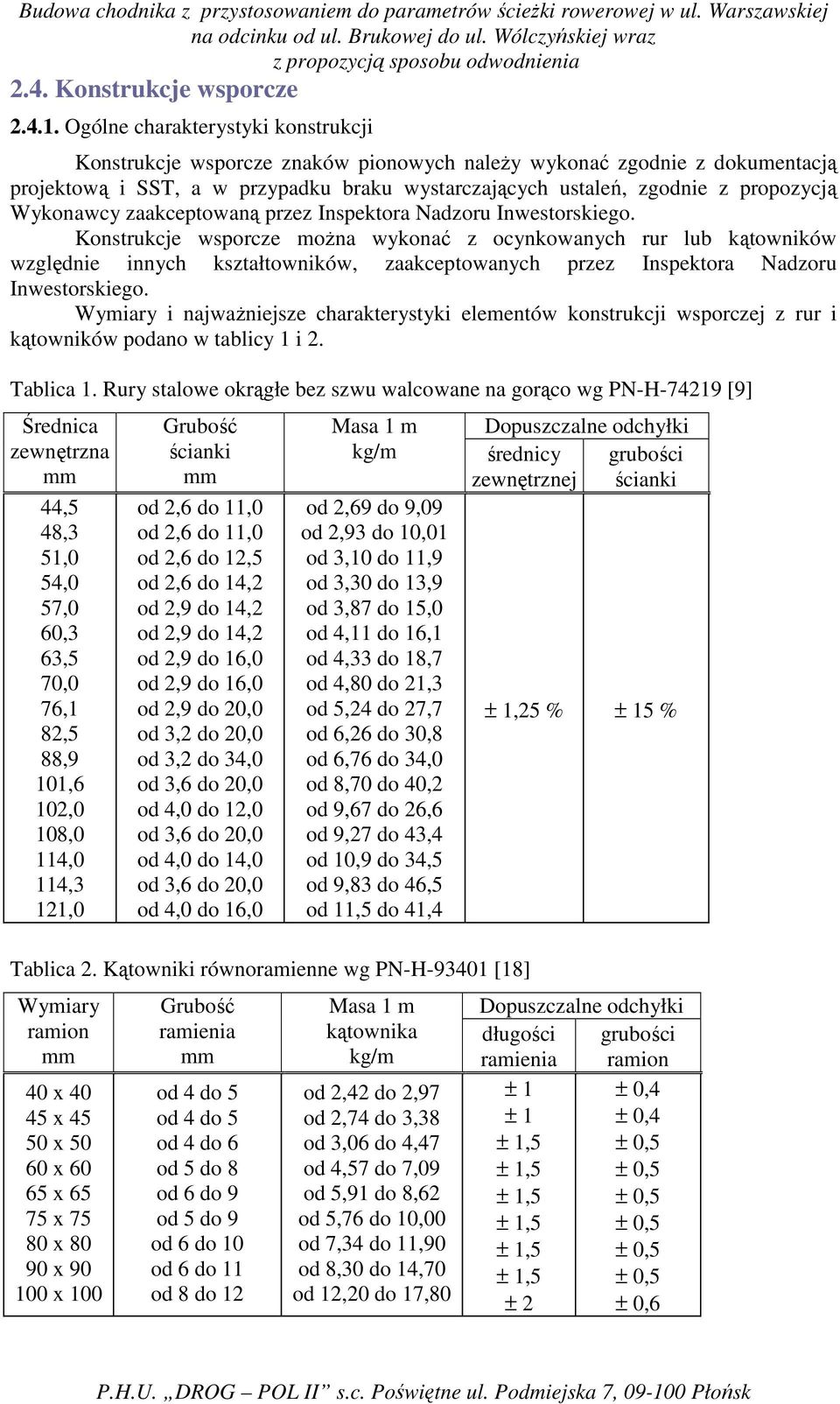 Wykonawcy zaakceptowaną przez Inspektora Nadzoru Inwestorskiego.