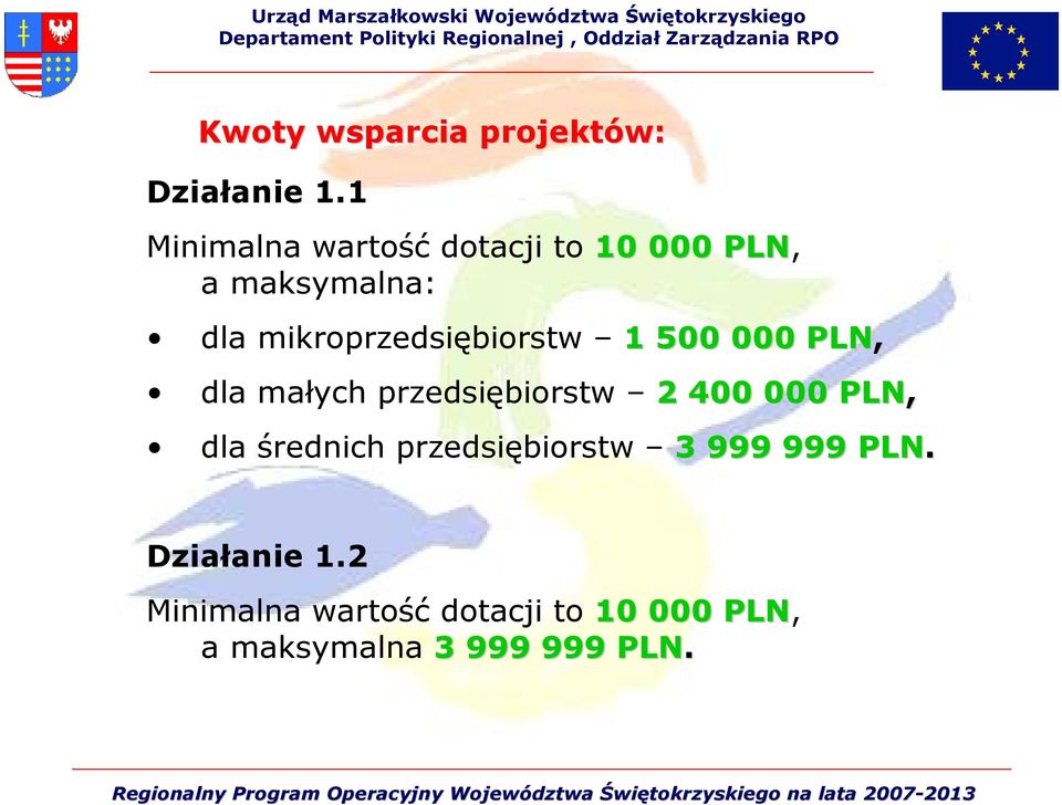 mikroprzedsiębiorstw 1 500 000 PLN, dla małych przedsiębiorstw 2 400 000