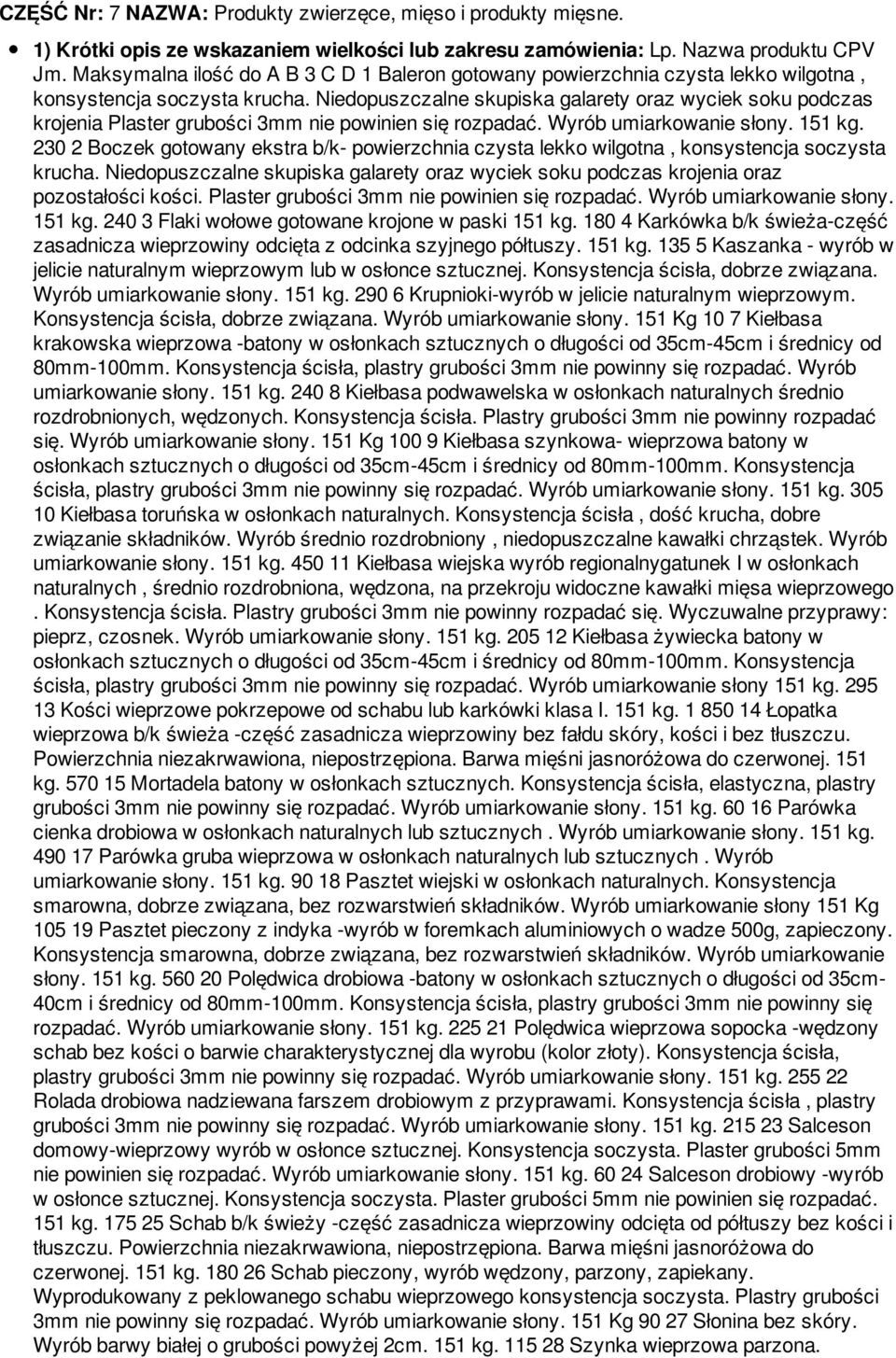 230 2 Boczek gotowany ekstra b/k- powierzchnia czysta lekko wilgotna, konsystencja soczysta krucha. Niedopuszczalne skupiska galarety oraz wyciek soku podczas krojenia oraz pozostałości kości.