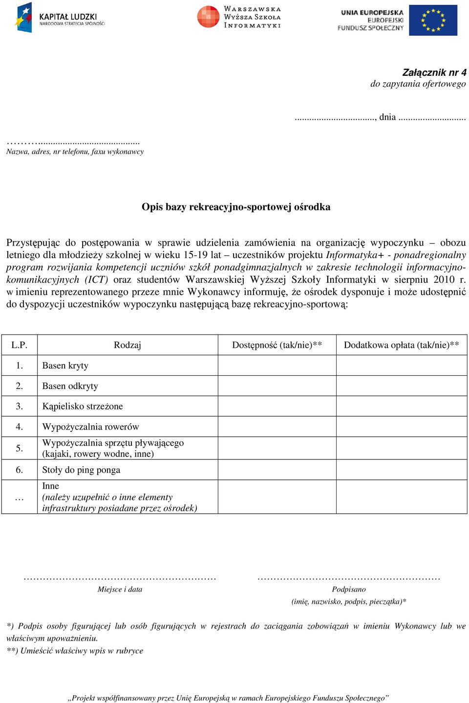 młodzieży szkolnej w wieku 15-19 lat uczestników projektu Informatyka+ - ponadregionalny program rozwijania kompetencji uczniów szkół ponadgimnazjalnych w zakresie technologii