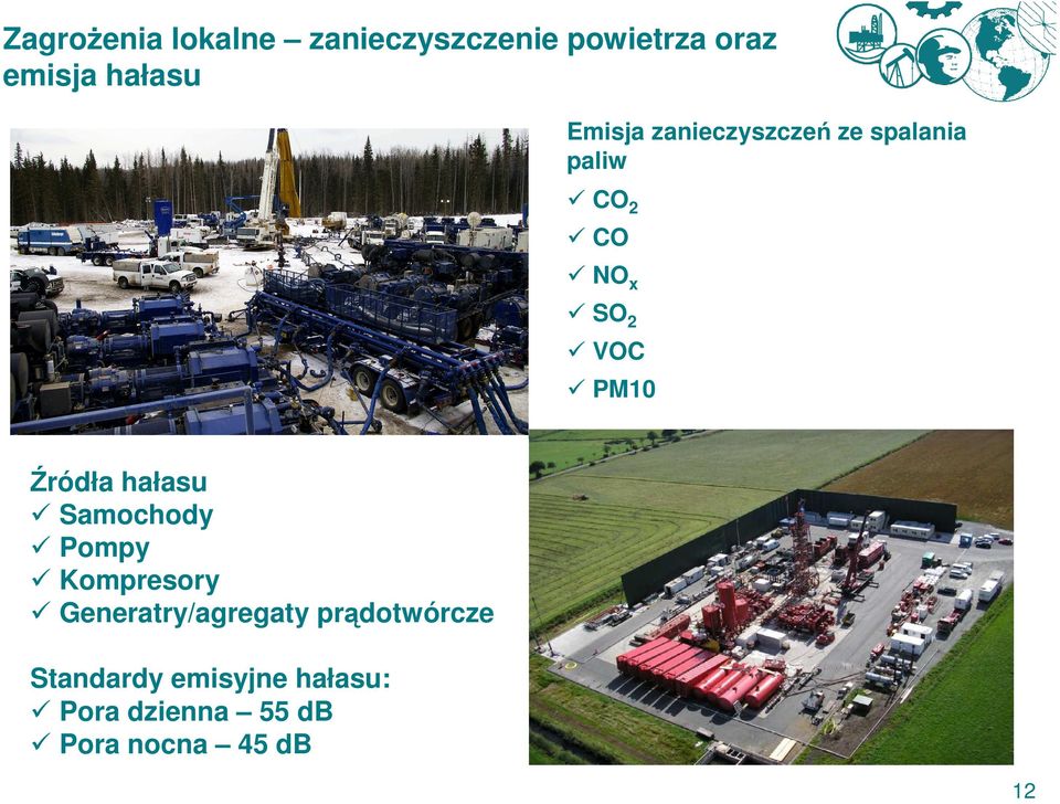 Źródła hałasu Samochody Pompy Kompresory Generatry/agregaty
