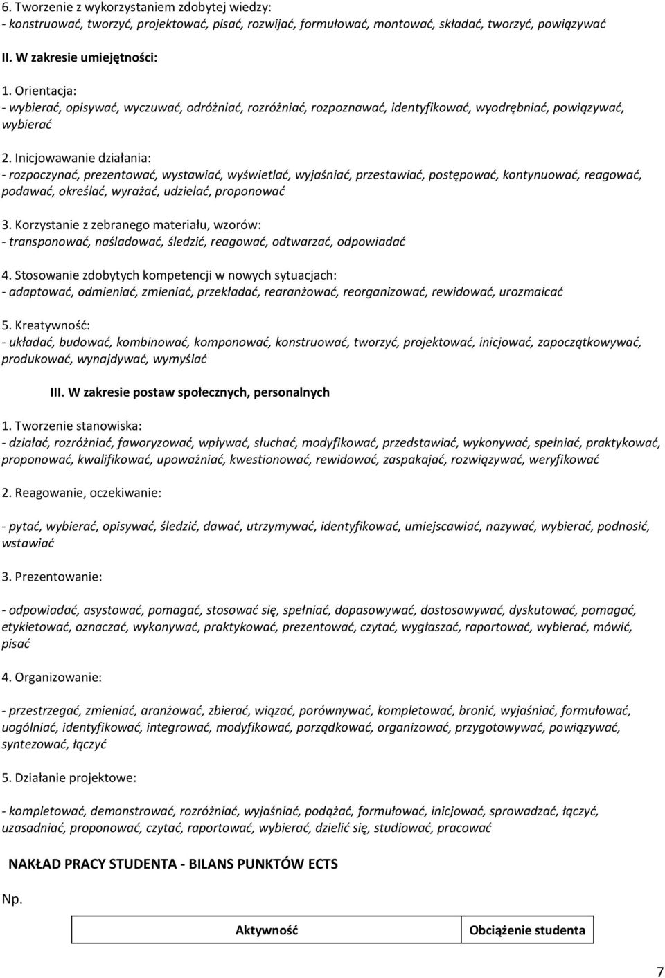 Inicjowawanie działania: - rozpoczynać, prezentować, wystawiać, wyświetlać, wyjaśniać, przestawiać, postępować, kontynuować, reagować, podawać, określać, wyrażać, udzielać, proponować 3.