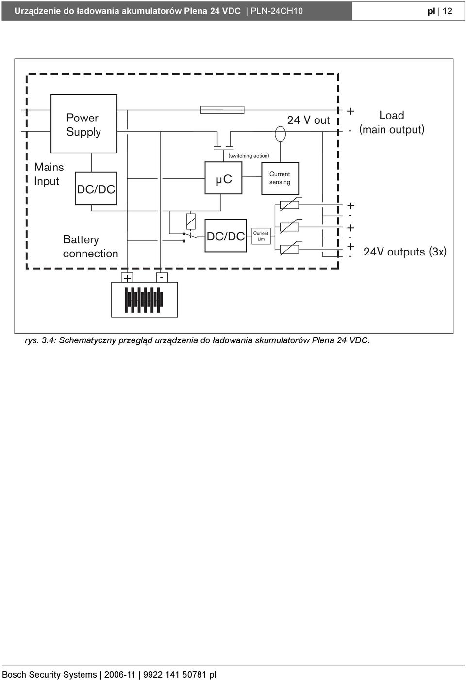 Current sensing Battery connection DC/DC Current Lim - - - 24V outputs (3x) -