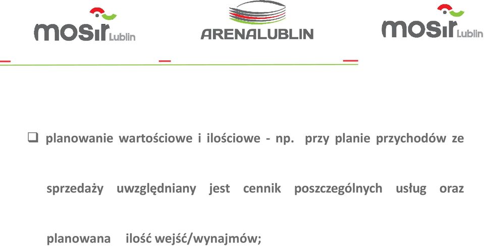 uwzględniany jest cennik poszczególnych