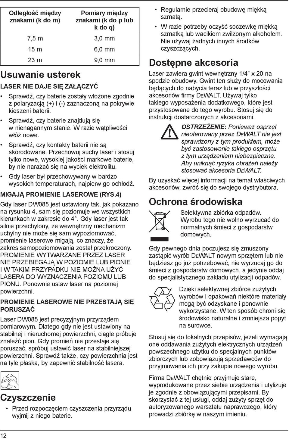 Sprawdź, czy kontakty baterii nie są skorodowane. Przechowuj suchy laser i stosuj tylko nowe, wysokiej jakości markowe baterie, by nie narażać się na wyciek elektrolitu.
