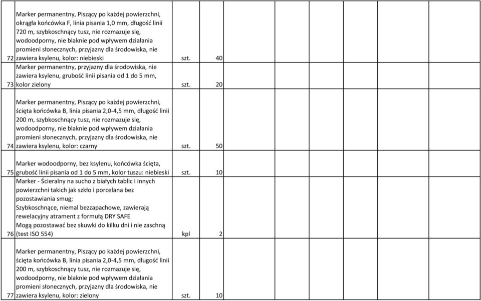40 Marker permanentny, przyjazny dla środowiska, nie zawiera ksylenu, grubość linii pisania od 1 do 5 mm, 73 kolor zielony szt.