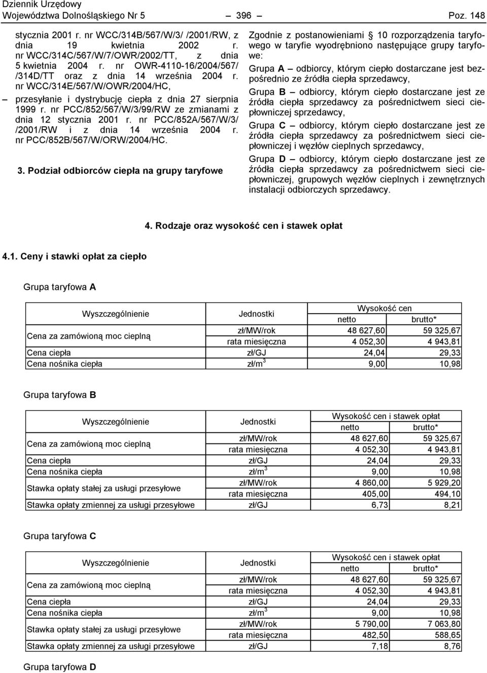 nr PCC/852/567/W/3/99/RW ze zmianami z dnia 12 stycznia 2001 r. nr PCC/852A/567/W/3/ /2001/RW i z dnia 14 września 2004 r. nr PCC/852B/567/W/ORW/2004/HC. 3.