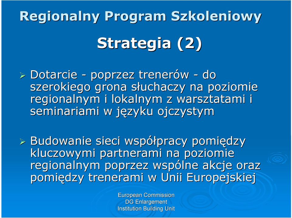 seminariami w języku j ojczystym Budowanie sieci współpracy pracy pomiędzy kluczowymi