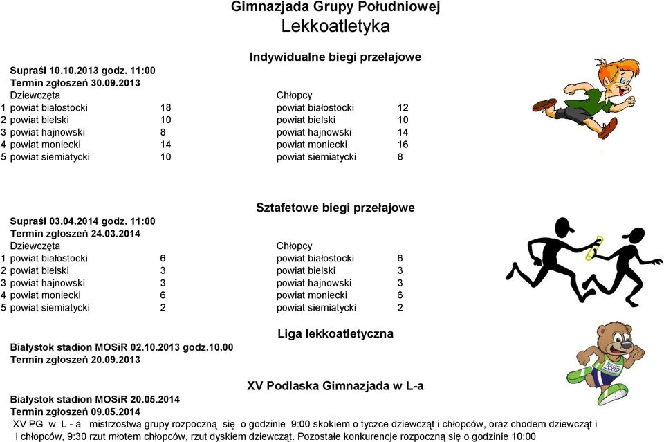 Sztafetowe biegi przełajowe Supraśl 03.