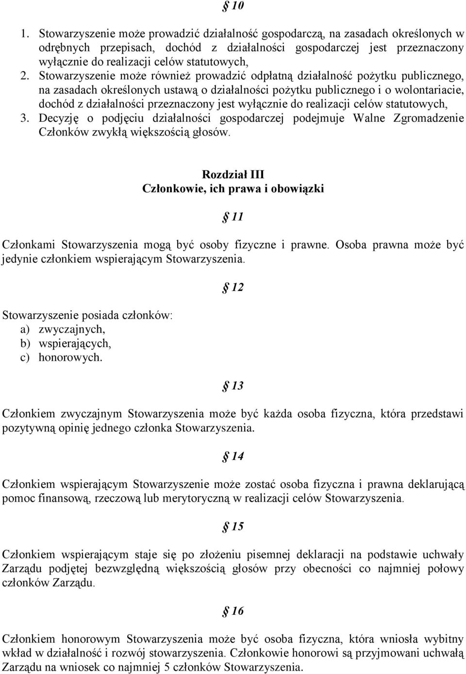 Stowarzyszenie może również prowadzić odpłatną działalność pożytku publicznego, na zasadach określonych ustawą o działalności pożytku publicznego i o wolontariacie, dochód z działalności przeznaczony