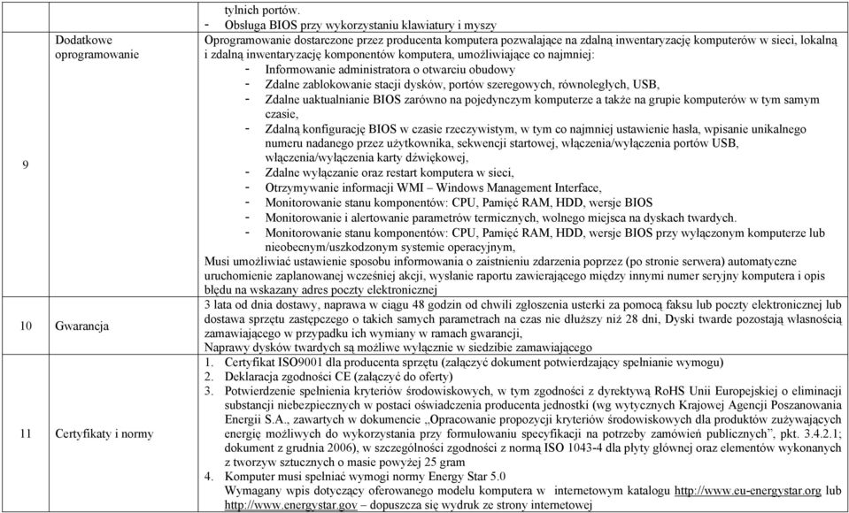 komponentów komputera, umożliwiające co najmniej: - Informowanie administratora o otwarciu obudowy - Zdalne zablokowanie stacji dysków, portów szeregowych, równoległych, USB, - Zdalne uaktualnianie