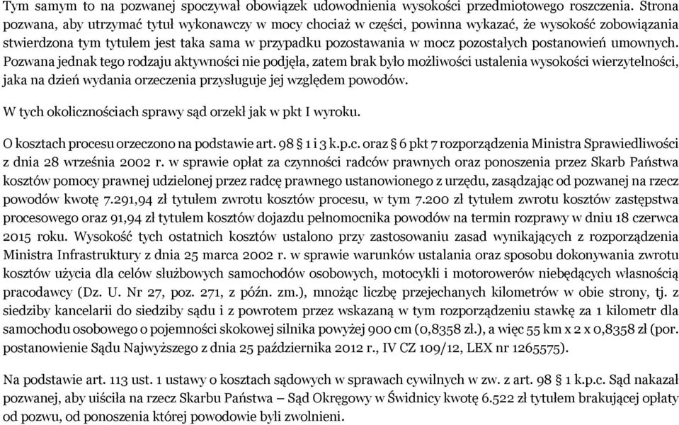 postanowień umownych.