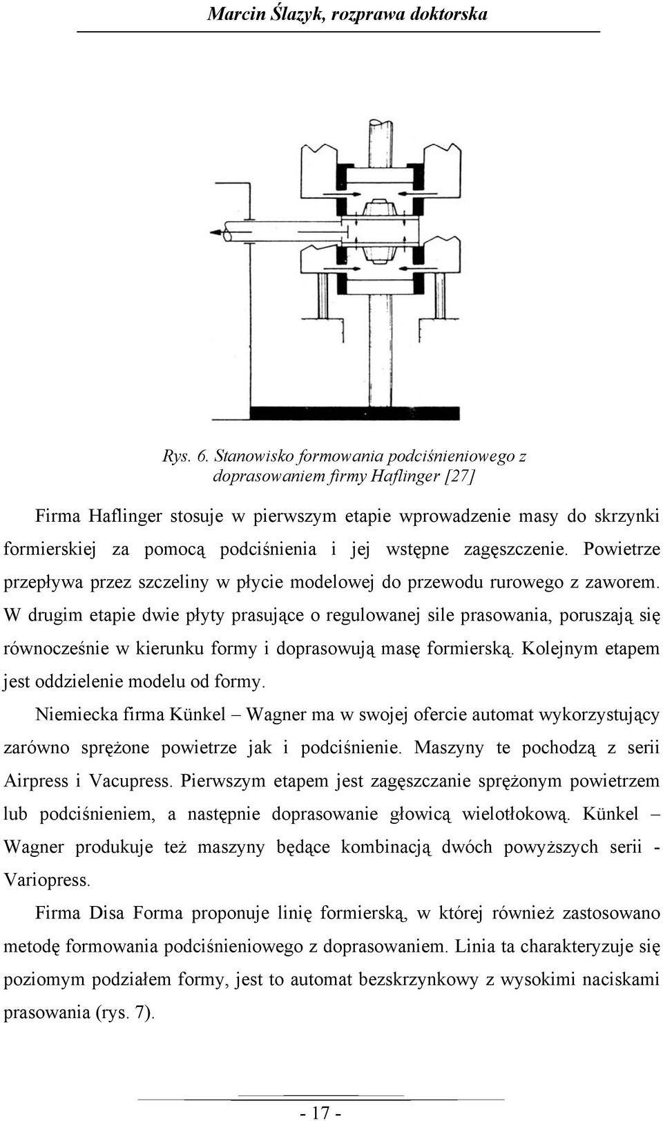 zagęszczenie. Powietrze przepływa przez szczeliny w płycie modelowej do przewodu rurowego z zaworem.