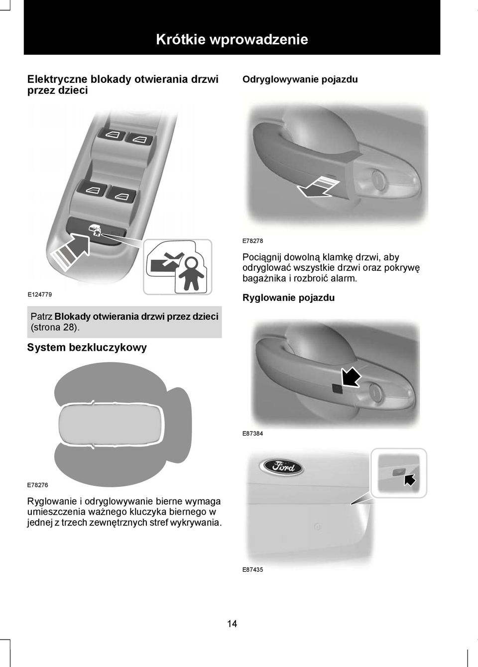 E124779 Patrz Blokady otwierania drzwi przez dzieci (strona 28).