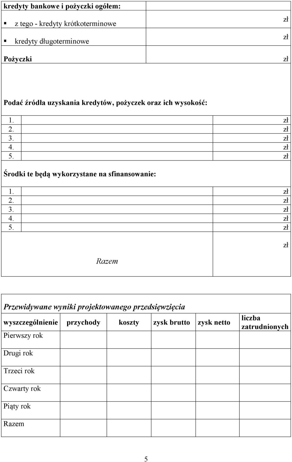 Środki te będą wykorzystane na sfinansowanie: 1. 2. 3. 4. 5.