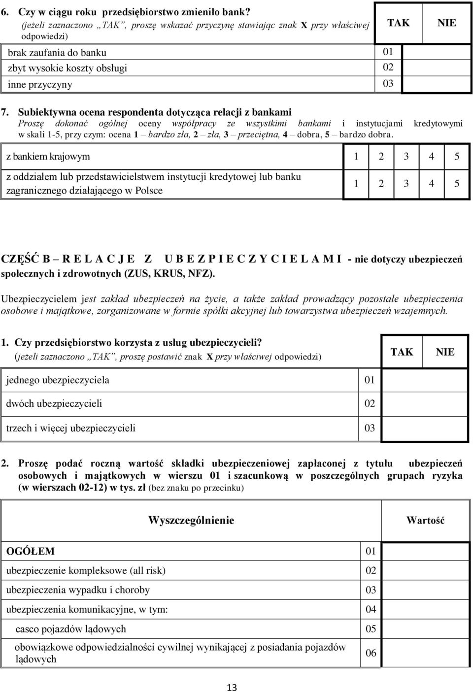 Subiektywna ocena respondenta dotycząca relacji z bankami Proszę dokonać ogólnej oceny współpracy ze wszystkimi bankami i instytucjami kredytowymi w skali 1-5, przy czym: ocena 1 bardzo zła, 2 zła, 3