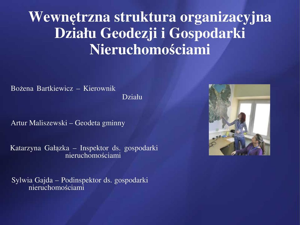 Maliszewski Geodeta gminny Katarzyna Gałązka Inspektor ds.