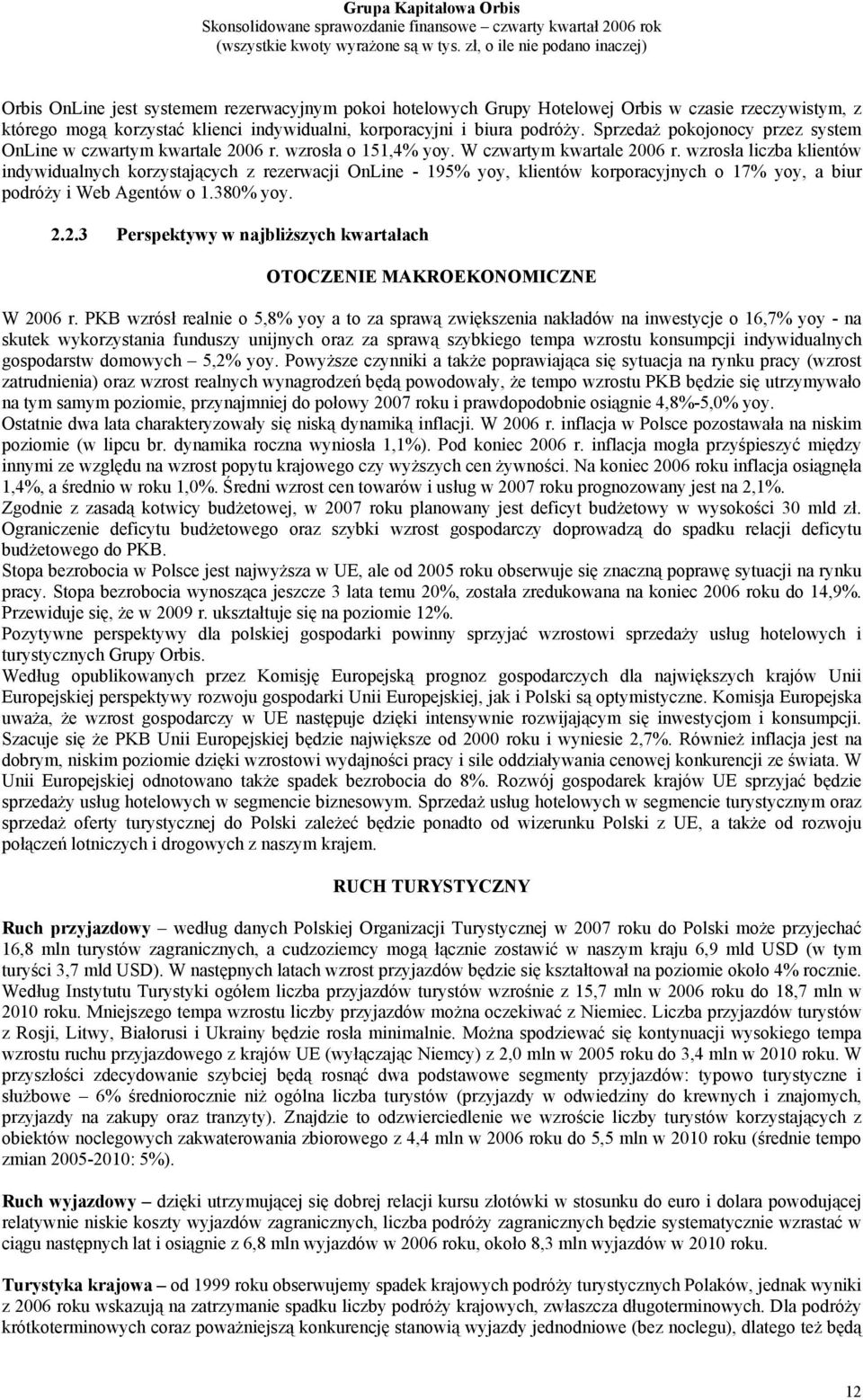 wzrosła liczba klientów indywidualnych korzystających z rezerwacji OnLine - 195% yoy, klientów korporacyjnych o 17% yoy, a biur podróży i Web Agentów o 1.380% yoy. 2.