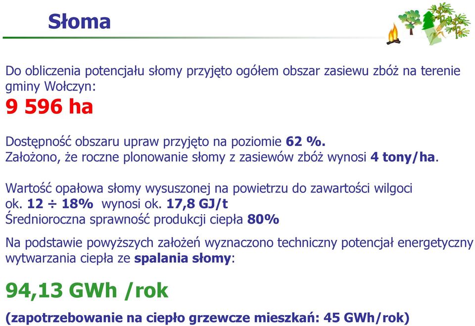 Wartość opałowa słomy wysuszonej na powietrzu do zawartości wilgoci ok. 12 18% wynosi ok.