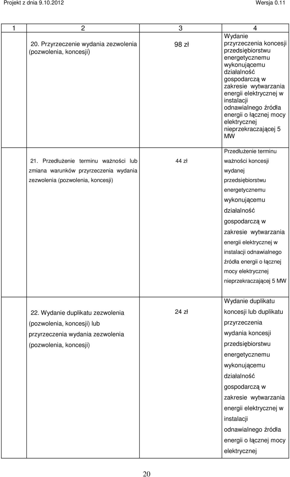 elektrycznej w instalacji odnawialnego źródła energii o łącznej mocy elektrycznej nieprzekraczającej 5 MW 21.