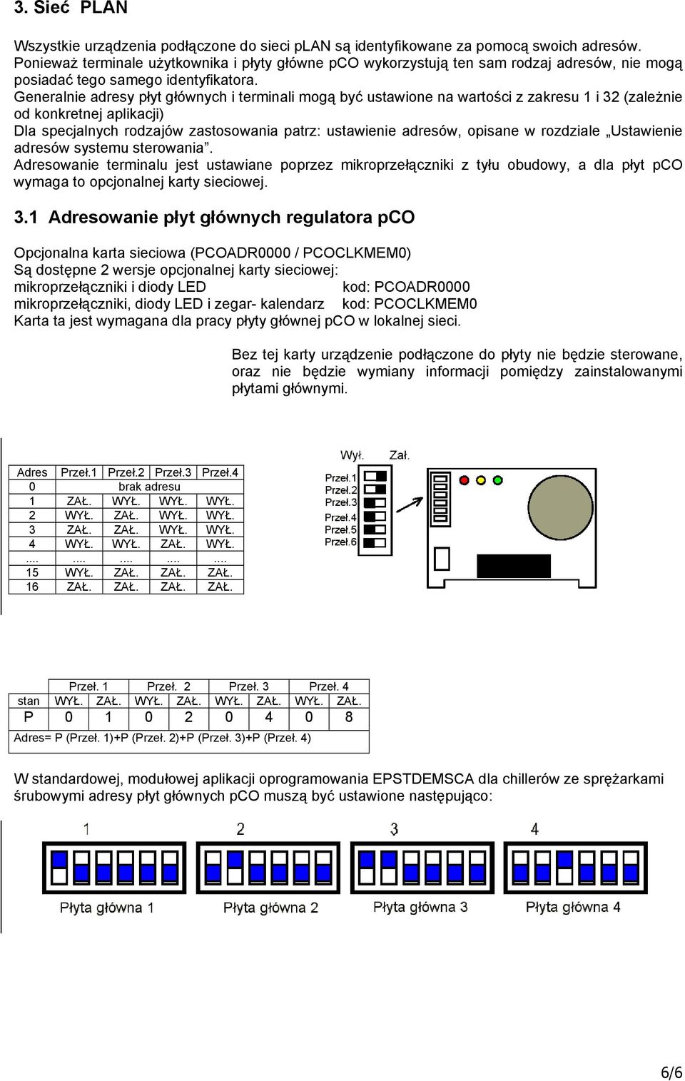 Generalnie adresy płyt głównych i terminali mogą być ustawione na wartości z zakresu 1 i 32 (zależnie od konkretnej aplikacji) Dla specjalnych rodzajów zastosowania patrz: ustawienie adresów, opisane