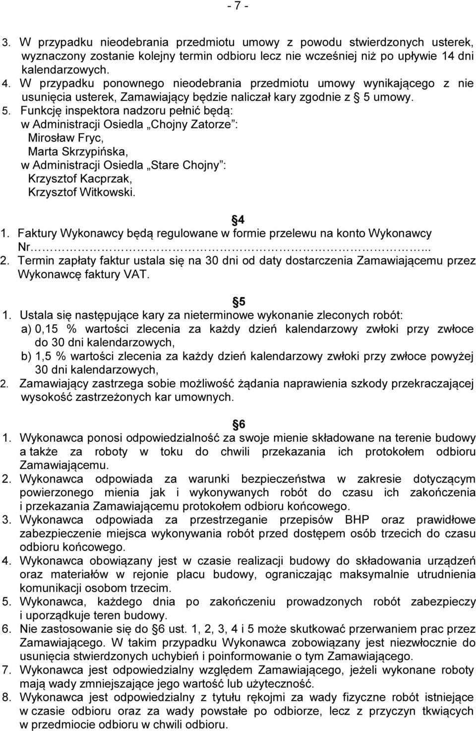 umowy. 5.