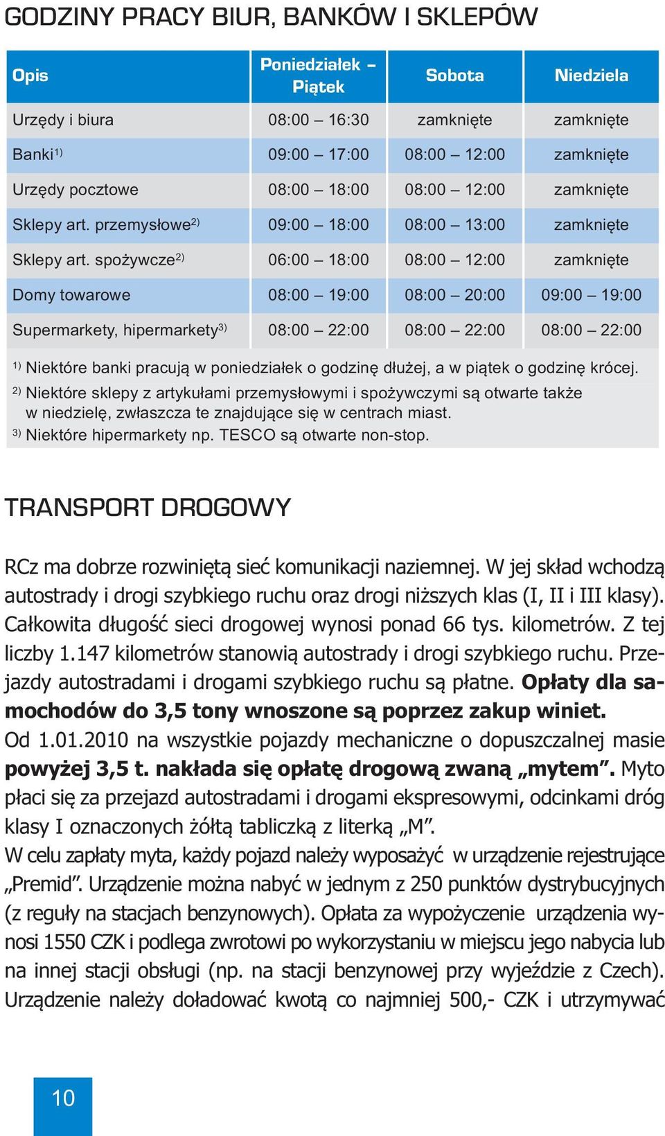 spożywcze 2) 06:00 18:00 08:00 12:00 zamknięte Domy towarowe 08:00 19:00 08:00 20:00 09:00 19:00 Supermarkety, hipermarkety 3) 08:00 22:00 08:00 22:00 08:00 22:00 1) Niektóre banki pracują w