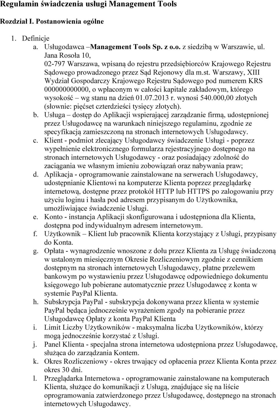 u przedsiębiorców Krajowego Rejestr