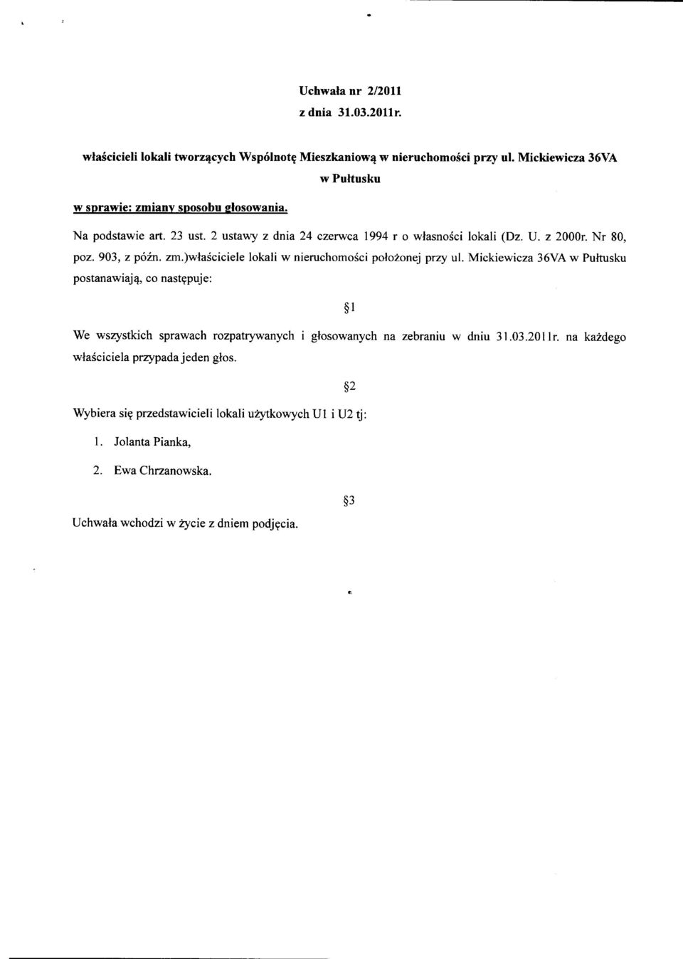 )wlasciciele lokali w nieruchomosci polo2onej przy ul.