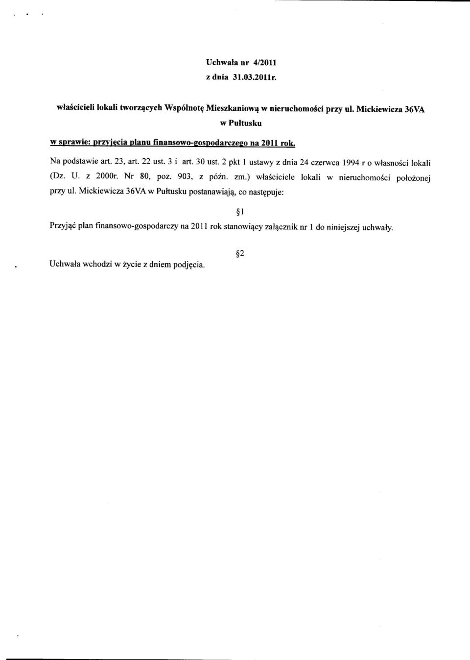 2pkt I ustawy zdnia24 czerwcalgg4 r o wlasnosci lokali (Dz. U. z 2000r. Nr 80, poz. 903, z pofin. zm.