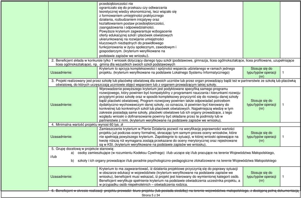 PowyŜsze kryterium zagwarantuje wzbogacenie oferty edukacyjnej szkół i placówek oświatowych ukierunkowanej na rozwijanie umiejętności kluczowych niezbędnych do prawidłowego funkcjonowania w Ŝyciu