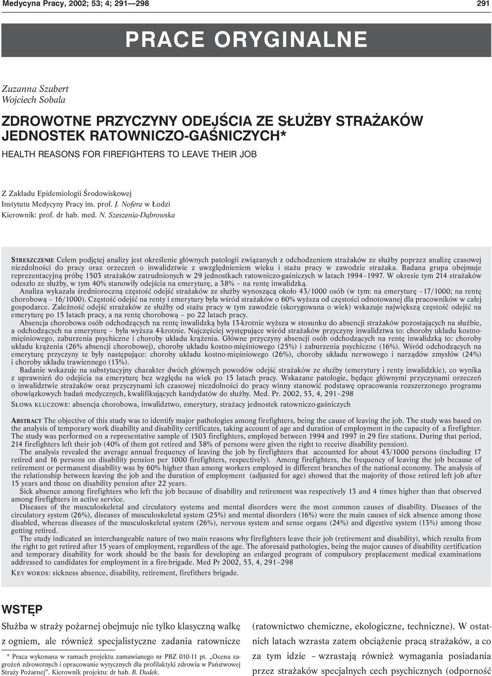 fera w Łodzi Kierownik: prof. dr hab. med. N.