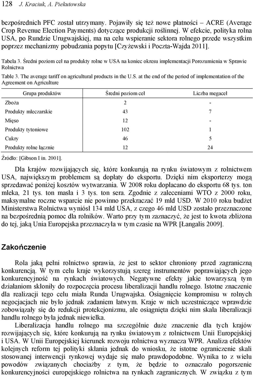 Średni poziom ceł na produkty rolne w USA