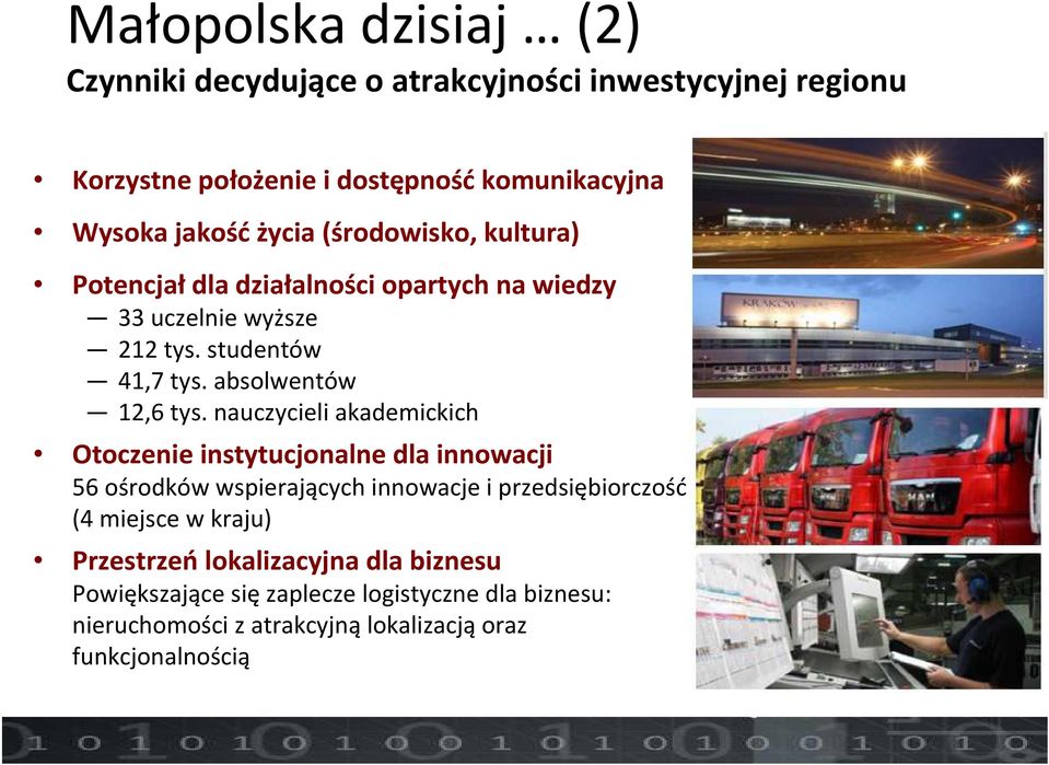 nauczycieli akademickich Otoczenie instytucjonalne dla innowacji 56 ośrodków wspierających innowacje i przedsiębiorczość (4 miejsce w kraju)